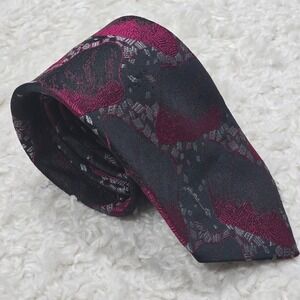 Vintage Givenchy Monsieur Mens Tie Black Pink Artsy‎ Made USA Designer